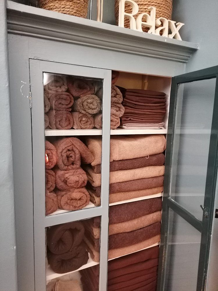 Close up of towel storage Oxford Street WEB